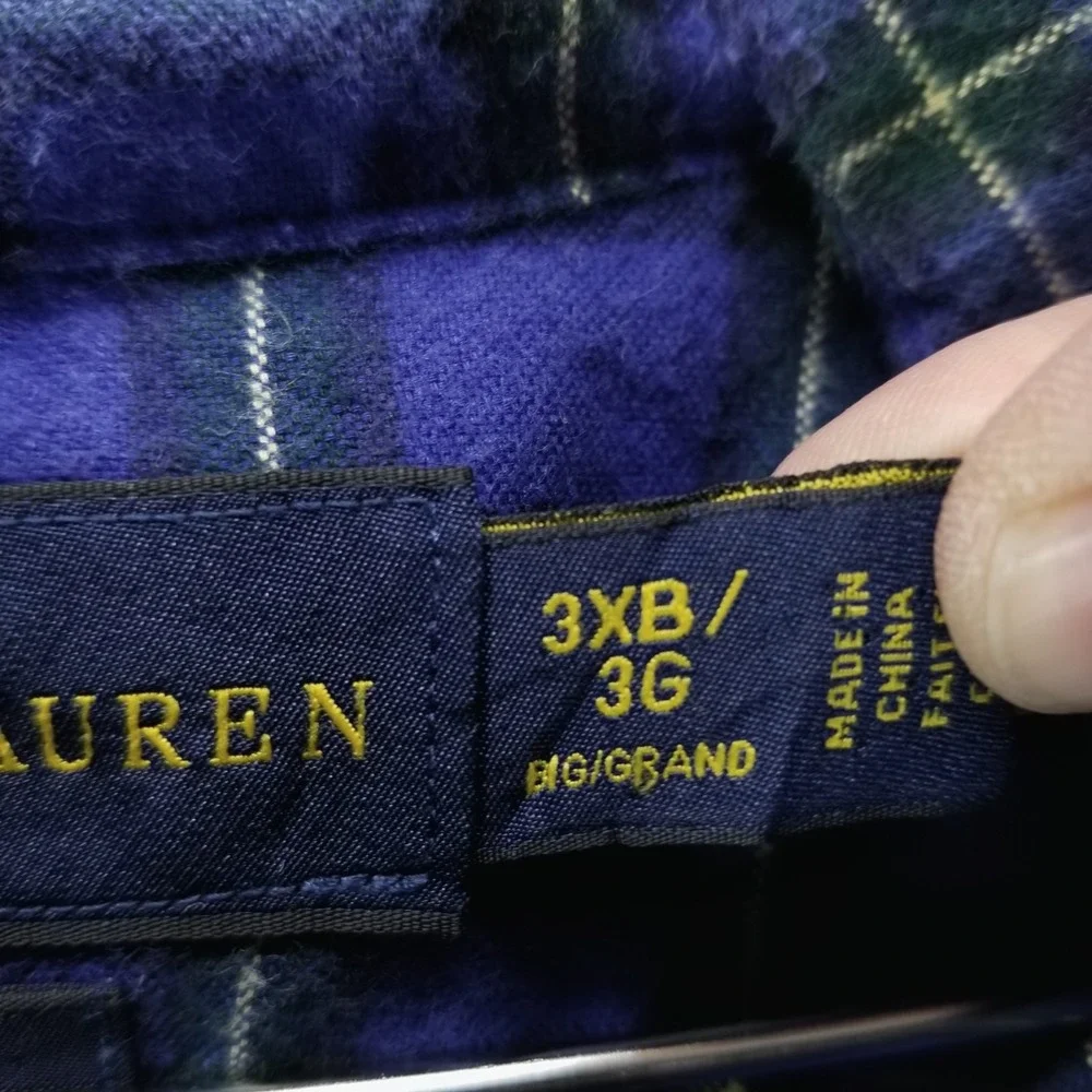 Polo Ralph‎ Lauren Shirt Mens 3XB Blue Plaid Button Up Long Sleeve Classic Fit